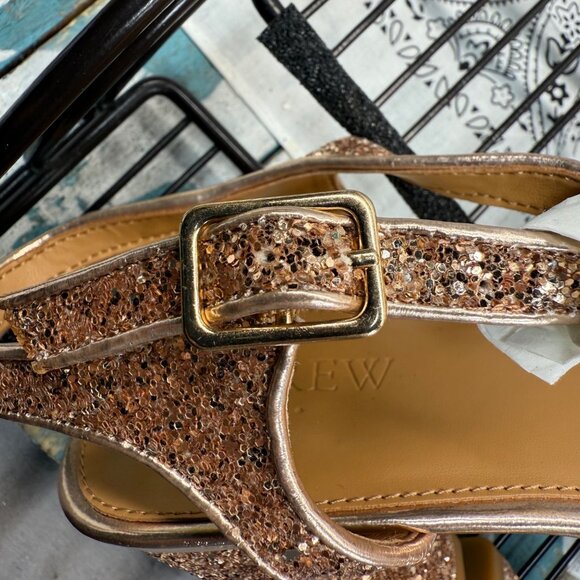 New J. Crew Factory glittery pointy toe heels Champagne Chucky glitter Womans 9 - Picture 7 of 11